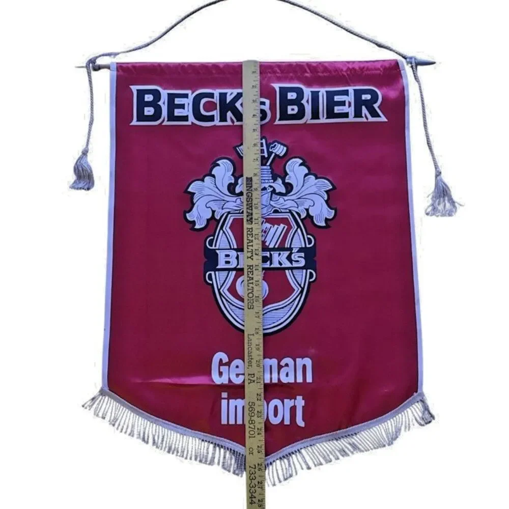 VTG BECK's Beer Wall Hanging Festival Banner Sign Satin 19.5x 27 German Import